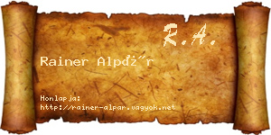 Rainer Alpár névjegykártya